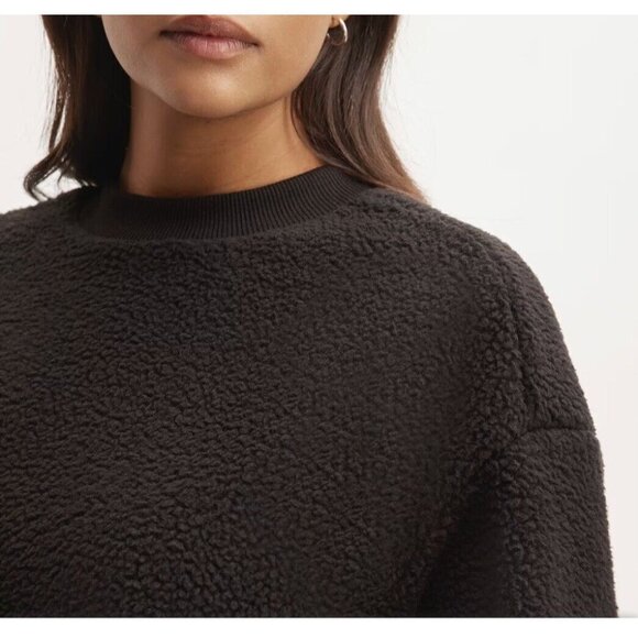 Everlane Woman’s Pullover Teddy Crewneck Oversized Sweatshirt Loungewear M Black - Picture 4 of 9